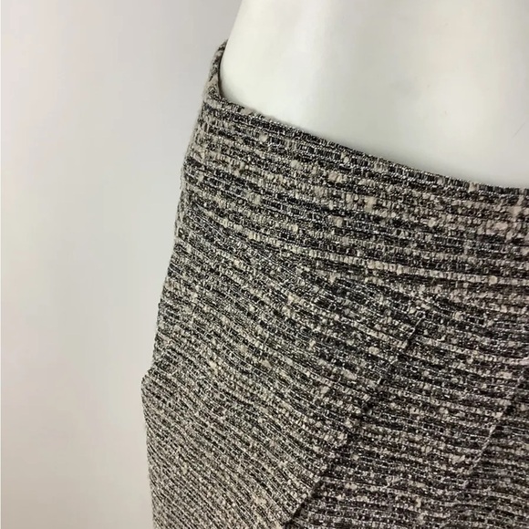 Anthropologie Sz 4 Pleat Front Shimmer Tweed Pencil Skirt Brown Polyester - Picture 4 of 7